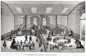 De crèche in de Familisterie van Guise, uit Solutions Sociales door Jean-Baptiste Andre Godin, Parijs, 1871 door French School