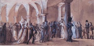 Het Peristyle in het Theatre Francais, c.1822 door French School