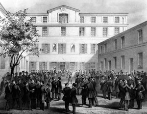 De Poolse school in de Boulevard Batignolles, Parijs, c.1850 door French School