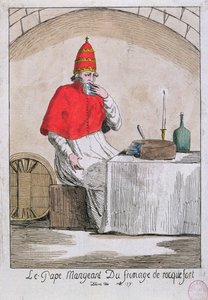De paus eet Roquefort kaas, 1791 door French School