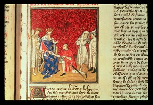 De Prins van Wales (Hendrik V 1387-1422) brengt hulde aan koning Karel VI (1368-1422) door French School