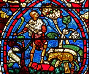 Het raam van de Verloren Zoon: zorgt voor de schapen door French School