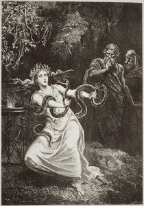 De Pythia, uit LHistoire de la Magie door Paul Christian, geïllustreerd in Geschiedenis van de Magie, gepubliceerd eind 19e eeuw door French School