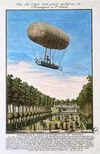 De Robert-luchtschip boven Saint Cloud, Parijs, 15 juli 1784 door French School