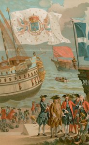 De Koninklijke Vlag, de Galerijvlag, de Vlag van de Koopvaardij door French School