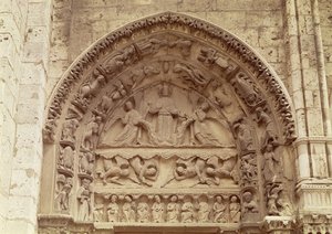 Het Koninklijke Portaal, noorddeur, timpaan met de Hemelvaart, c.1145-50 door French School