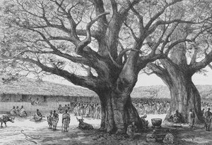 De Koninklijke Residentie in Aouabou, illustratie uit "Du Niger au Golfe de Guinee...", door Louis Gustave Binger, 1892 door French School