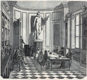 De School voor Geneeskunde van Parijs - een examen in de instrumentenkamer - Gravure in 