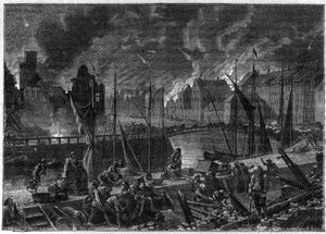 De Tweede Slag om Kopenhagen (of het Bombardement van Kopenhagen) (16 augustus-5 september 1807) Britse bombardement van Kopenhagen om de Deens-Noorse vloot te veroveren, tijdens de Napoleontische Oorlogen - Engelse Oorlogen - De Slag om Kopenhagen van 180