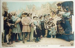 De loterij van de tovenaar (still uit een Pathe-film), ansichtkaart uit de vroege jaren 1920 door French School