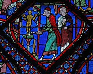 Het St. Jacobus raam: Almogenes (Hermogines) vernietigt het afgodsbeeld