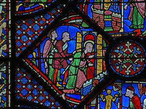 Het St. Jacobus raam: Jacobus in de gevangenis geworpen door French School