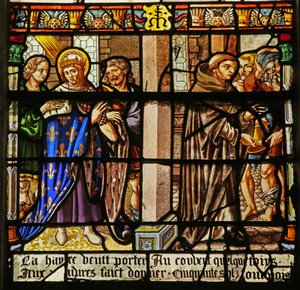 Het Sint Louis raam: Louis doet boete en geeft aalmoezen aan de monniken door French School