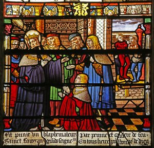 Het Sint Louis raam: De bestraffing van een godslasteraar door French School