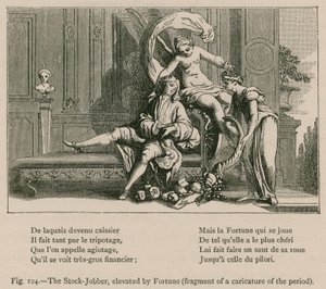 De beursmakelaar, verheven door Fortuna (fragment van een karikatuur uit de periode) door French School