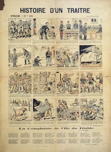 Het Verhaal van een Verrader, anti-Dreyfusard cartoon en liedblad door French School