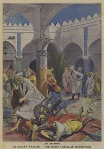 De Sultan van Marokko amuseert zich door een grap uit te halen met zijn Grootvizier door French School
