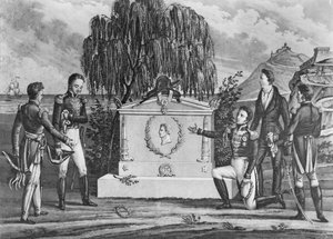 Het graf van Napoleon Bonaparte (1769-1821) op Sint-Helena, 1821 door French School