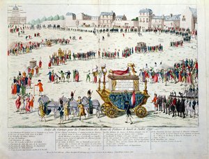 De overbrenging van de stoffelijke resten van Voltaire naar het Pantheon Parijs op 10 juli 1791 door French School