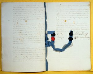 Het Verdrag van Utrecht, 11 april 1713 (pen en inkt op papier) door French School