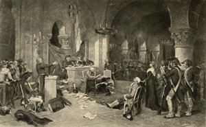 Het proces van Marie-Antoinette (1755-93) op 16 oktober 1793 door French School