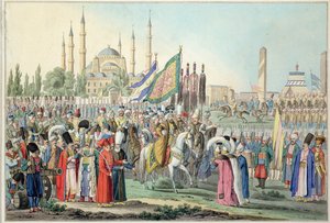 De Turkse Sultan die zijn Janitsaren inspecteert door French School