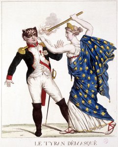 De Onmaskerde Tirant - in "Napoleon 1ste, karikaturen, dummy collectie", ca. 1814. door French School