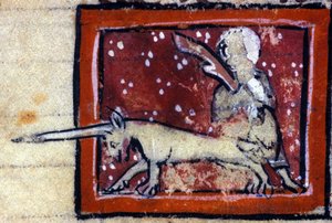 De Maagd en de Eenhoorn (Eenhoorn) - Frans bestiarium uit de 14e eeuw. Milaan, Biblioteca Trivulziana door French School