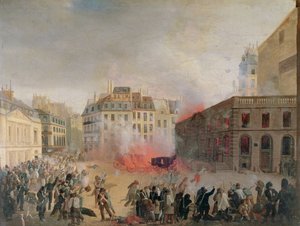 De watertoren in brand, Place du Palais Royal, 24 februari 1848 door French School