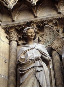 De engel met de glimlach van de Kathedraal van Reims door French School