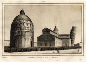 De doopkapel, de kathedraal, de toren en de begraafplaats van Pisa door French School