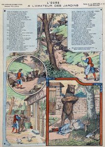 De beer en de tuinliefhebber - Fabels van La Fontaine in afbeeldingen van Epinal door French School
