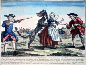 Het beest van de Gevaudan gedood door soldaten door French School