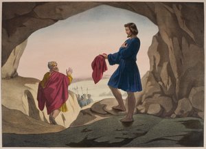 De met bloed bevlekte jas van Jozef, illustratie uit een catechismus L