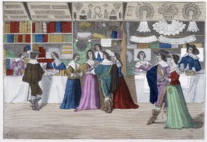 De boetieks van de galerij van het gerechtsgebouw onder Lodewijk XIII - in "Parijs door de eeuwen heen"