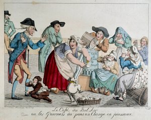 Het café du Bel Air of de fijnproevers van de Pont au Change genieten van Parijzenaars zonder geld die koffie drinken uit de kop voor de verschrikte ogen van een edelman door French School