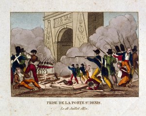 De verovering van de Poort van St Denis, Parijs, tijdens de Franse Revolutie van 1830
