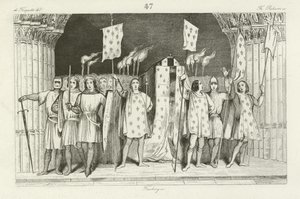 De dode zuigeling Jan I uitgeroepen tot koning van Frankrijk, 1316 door French School