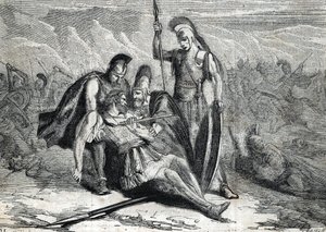 De dood van Epaminondas (418-362 v.Chr.) - (gravure) 1864 door French School