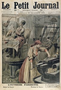 De verschillende soorten werk voor Parijse vrouwen voor en tijdens de Eerste Wereldoorlog, omslagillustratie van Le Petit Journal, 26 november 1916