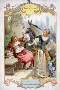De ezel en het hondje (Fabel van La Fontaine) - Bon Marché reclame sticker