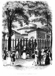 De olifantenrotonde van de plantentuin in Parijs - gravure door French School