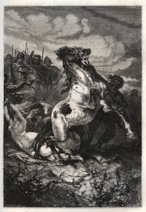 De executie van Brunhilda van Austrasië door Chlothar II, 613 - De dood van koningin Brunhilda van Austrasië, een Visigotische prinses, getrouwd met koning Sigebert I van Austrasië - Dood van Brunehaut (of Brunehilde) bevolen door Clotaire (Clothaire) II (