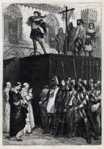 De executie van Conradin (of Conrad van Hohenstaufen) Koning van Sicilië en Hertog van Zwaben (1252-1268) op bevel van Karel van Anjou na de slag bij Tagliacozzo in 1268