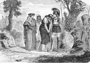 Het afscheid van Hector en Andromaque (gravure) 1864