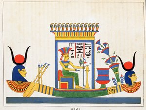 De godin Anuket, illustratie uit Pantheon egyptien: collectie van mythologische personages uit het oude Egypte, door Jean-Francois Champollion door French School