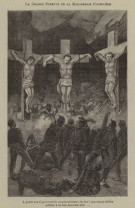De grote test van de metselaars van het bos (gravure) door French School