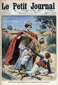 De helden van het kolonialisme (in Noord-Afrika) worden geëerd allegorische gravure 