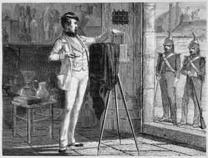 Het laboratorium van Niepce de Saint-Victor, in de politiekamer van de kazerne van de gemeentelijke wacht van de faubourg Saint-Martin, in 1848 - in 