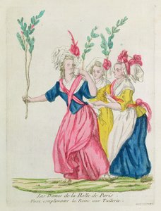 De marktvrouwen van Parijs gaan de koningin feliciteren in de Tuilerieën